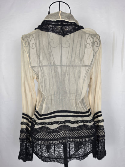 Jean Paul Gaultier Cardigan Vintage Effetto Stropicciato e Pizzo Nero - Pally Vintage Closet