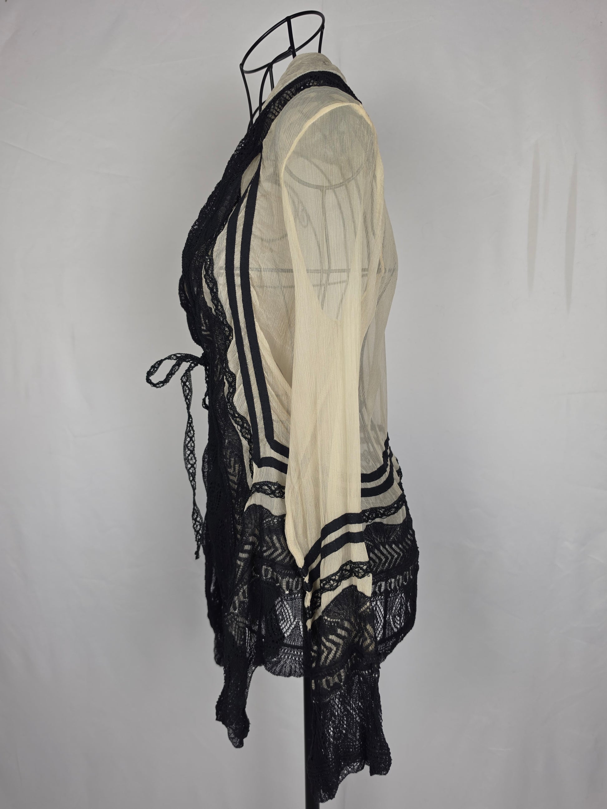 Jean Paul Gaultier Cardigan Vintage Effetto Stropicciato e Pizzo Nero - Pally Vintage Closet