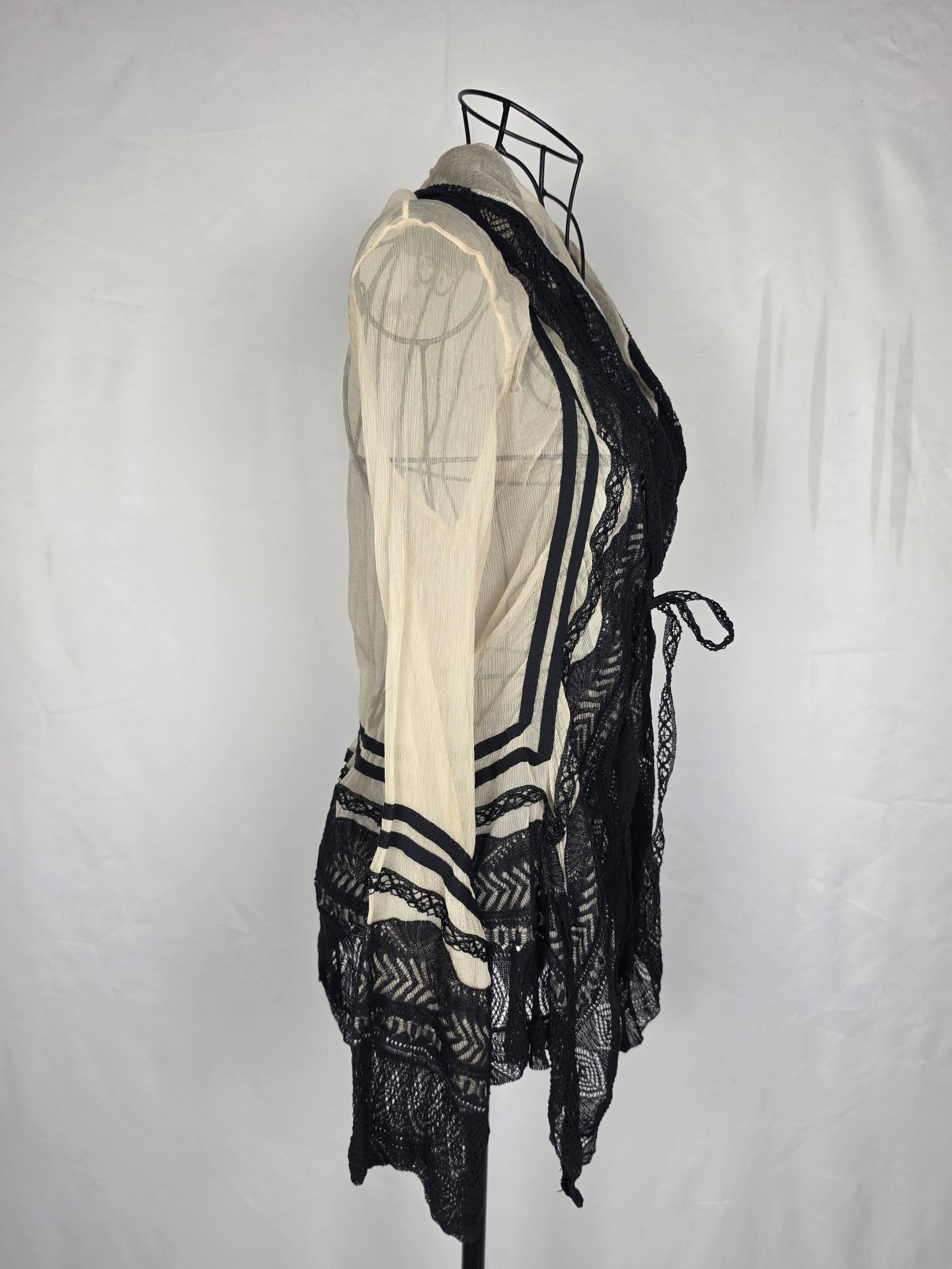 Jean Paul Gaultier Cardigan Vintage Effetto Stropicciato e Pizzo Nero - Pally Vintage Closet