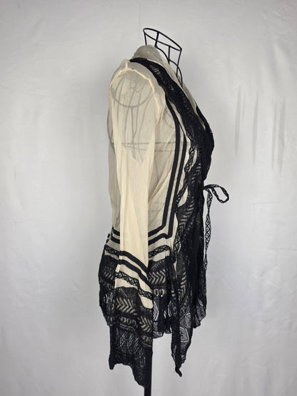 Jean Paul Gaultier Cardigan Vintage Effetto Stropicciato e Pizzo Nero - Pally Vintage Closet