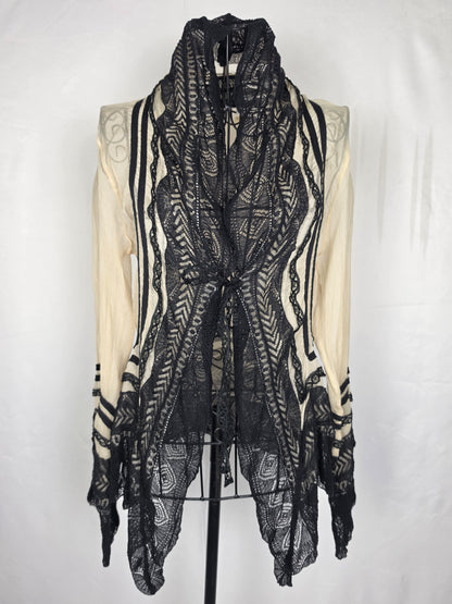 Jean Paul Gaultier Cardigan Vintage Effetto Stropicciato e Pizzo Nero - Pally Vintage Closet