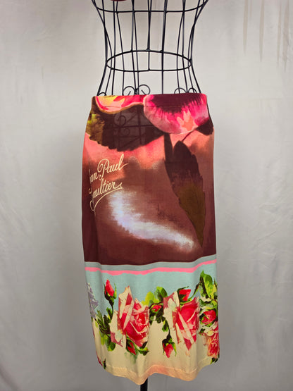 Jean Paul Gaultier Completo Vintage Canotta e Gonna con Stampa Floreale Rosa - Pally Vintage Closet