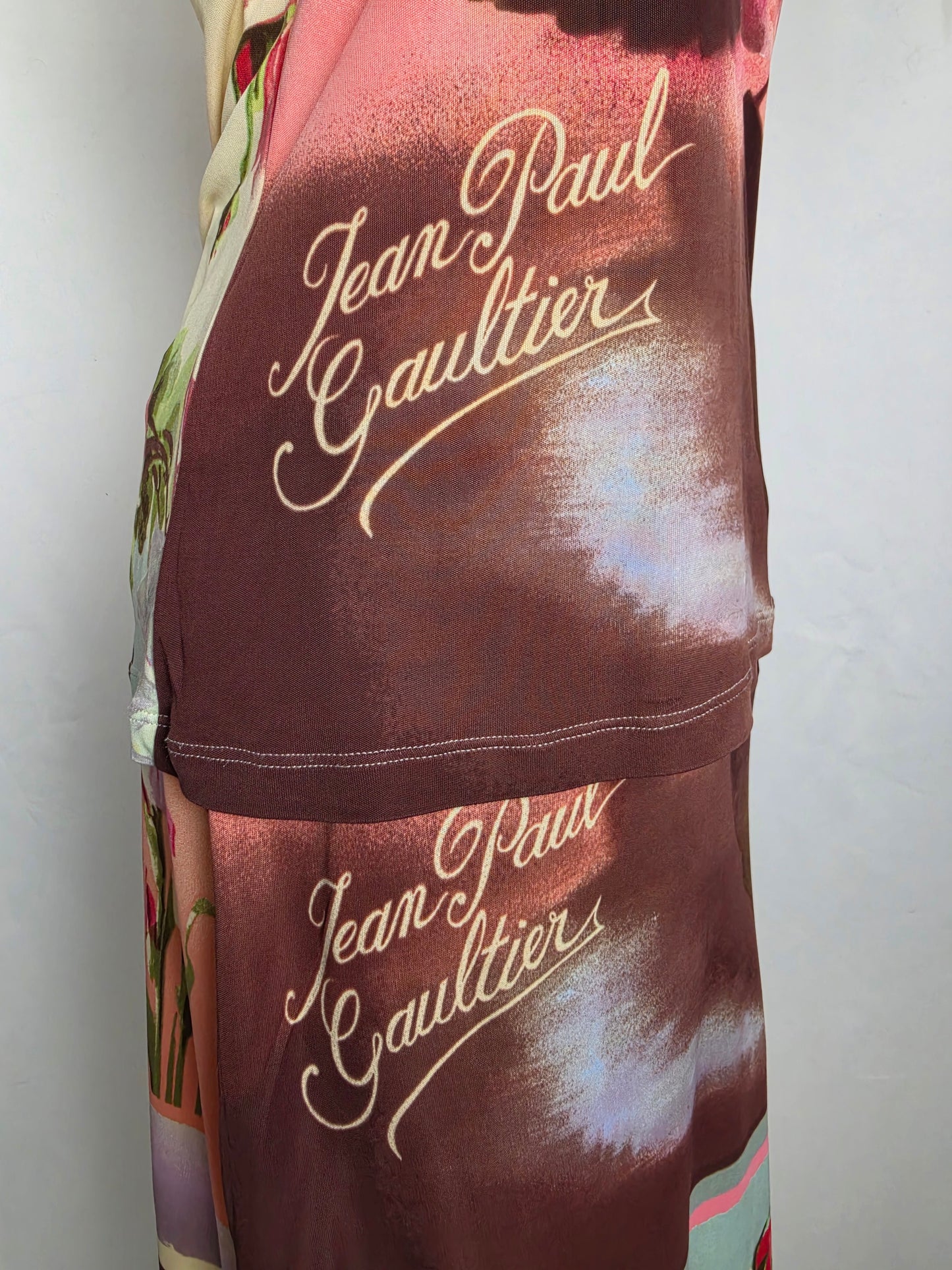 Jean Paul Gaultier Completo Vintage Canotta e Gonna con Stampa Floreale Rosa - Pally Vintage Closet