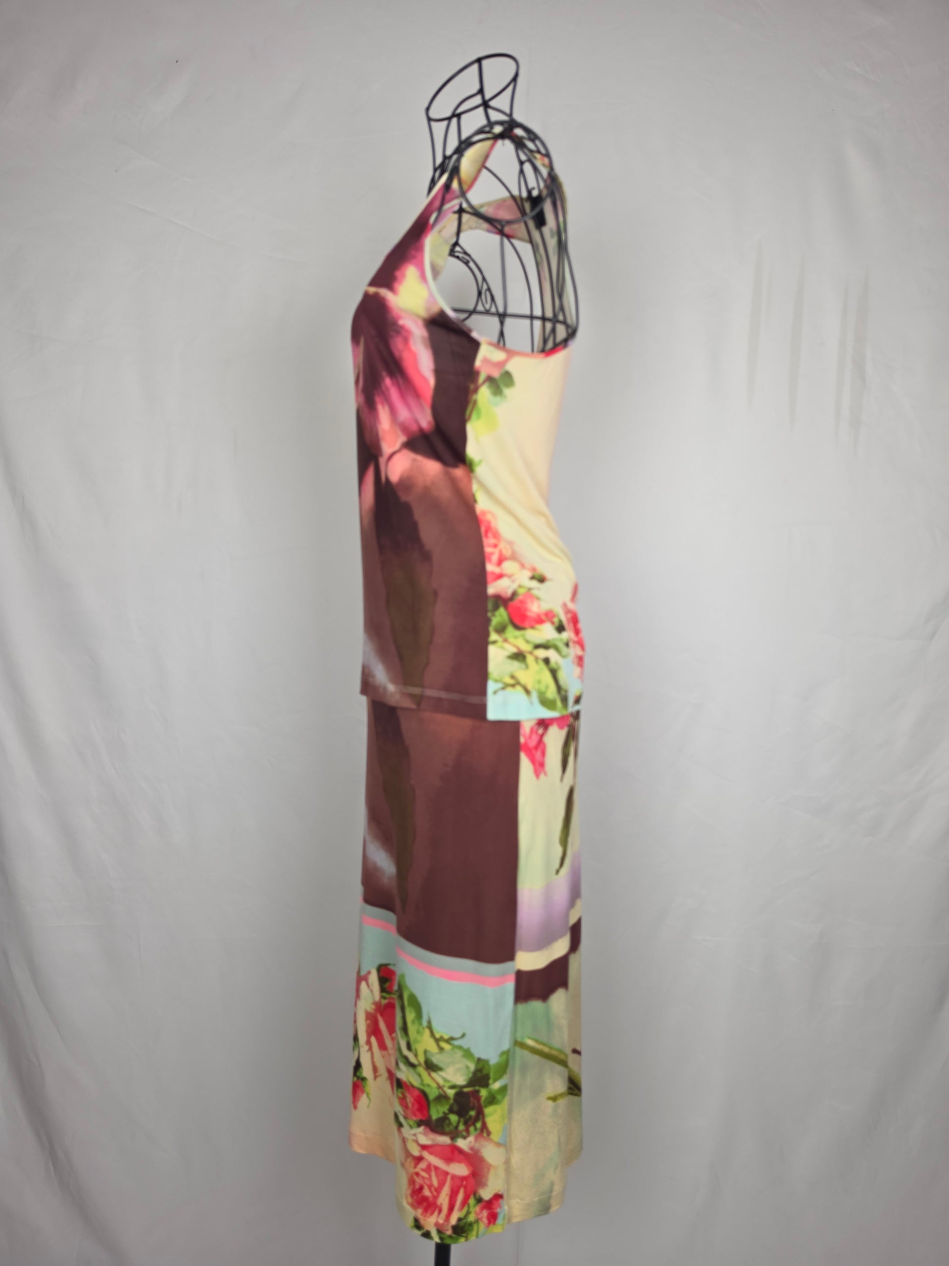 Jean Paul Gaultier Completo Vintage Canotta e Gonna con Stampa Floreale Rosa - Pally Vintage Closet