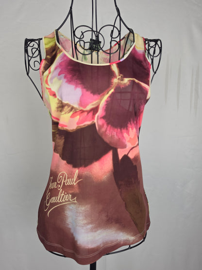 Jean Paul Gaultier Completo Vintage Canotta e Gonna con Stampa Floreale Rosa - Pally Vintage Closet