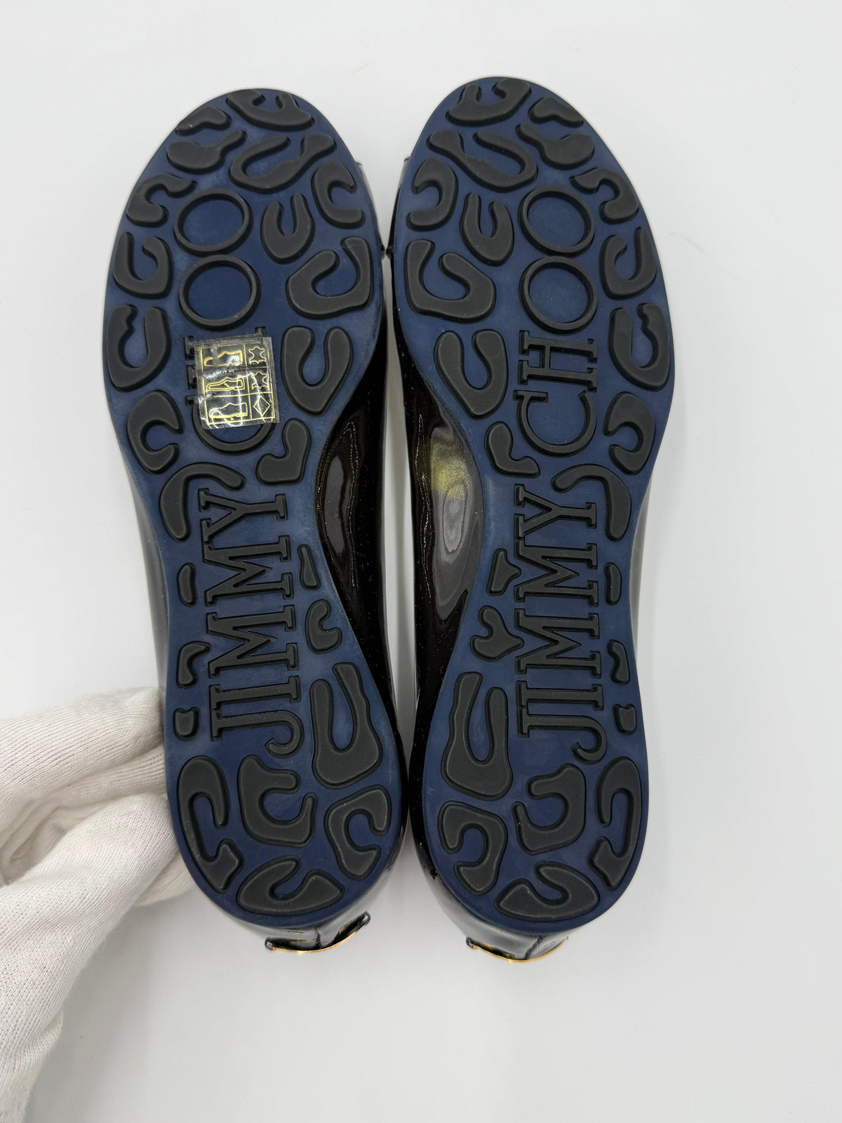 Jimmy Choo Ballerine Morse in Vernice con Dettagli Dorati Navy - Pally Vintage Closet