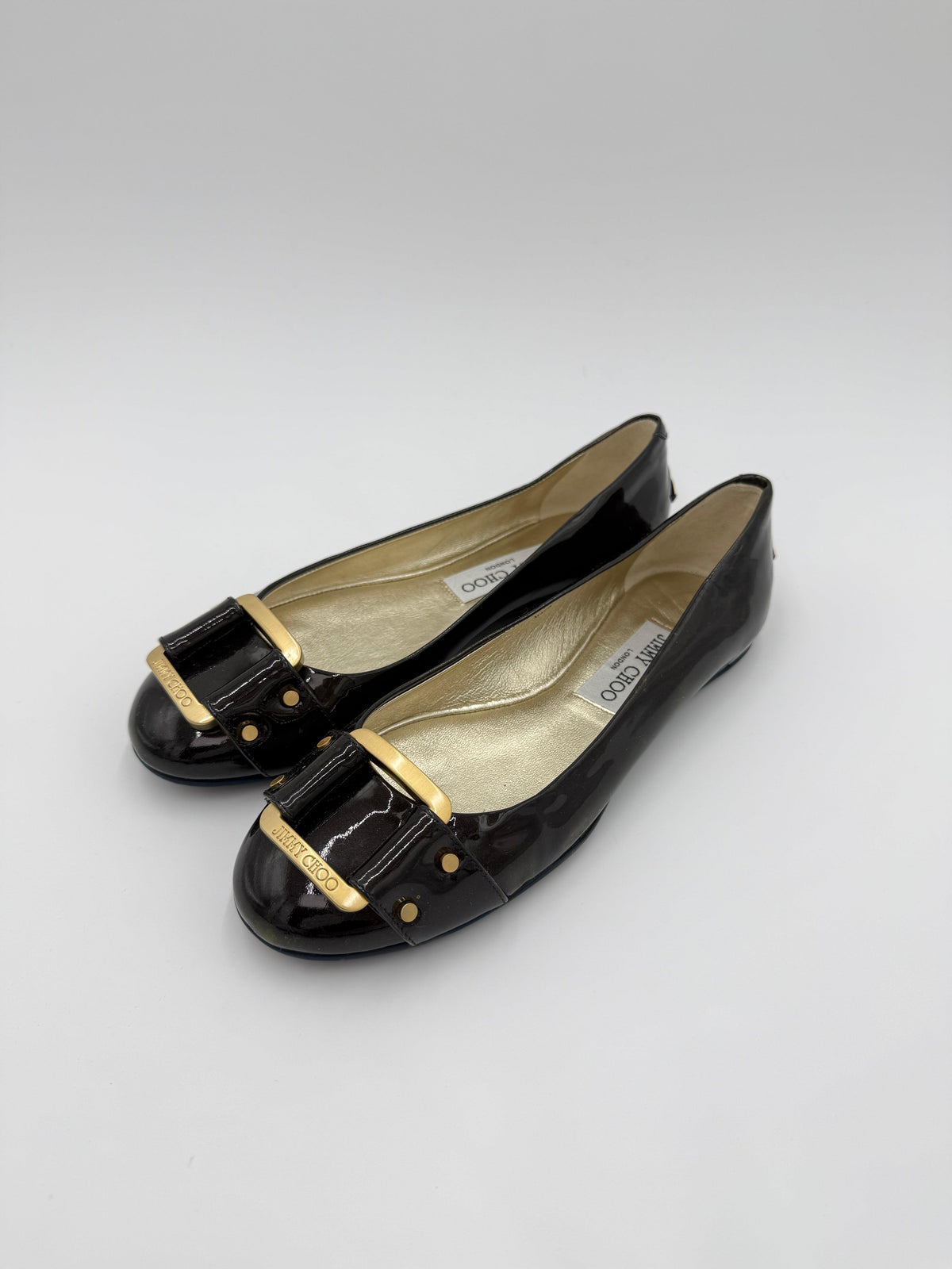 Jimmy Choo Ballerine Morse in Vernice con Dettagli Dorati Navy - Pally Vintage Closet