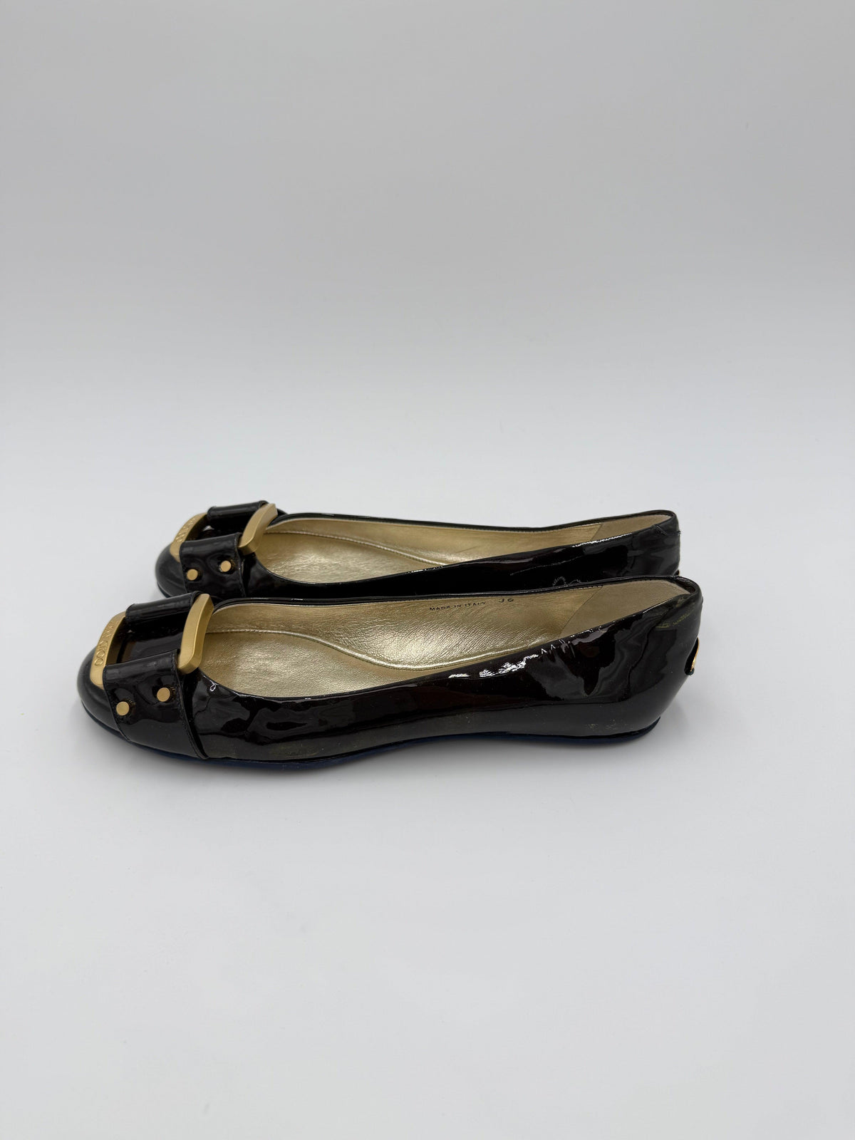 Jimmy Choo Ballerine Morse in Vernice con Dettagli Dorati Navy - Pally Vintage Closet