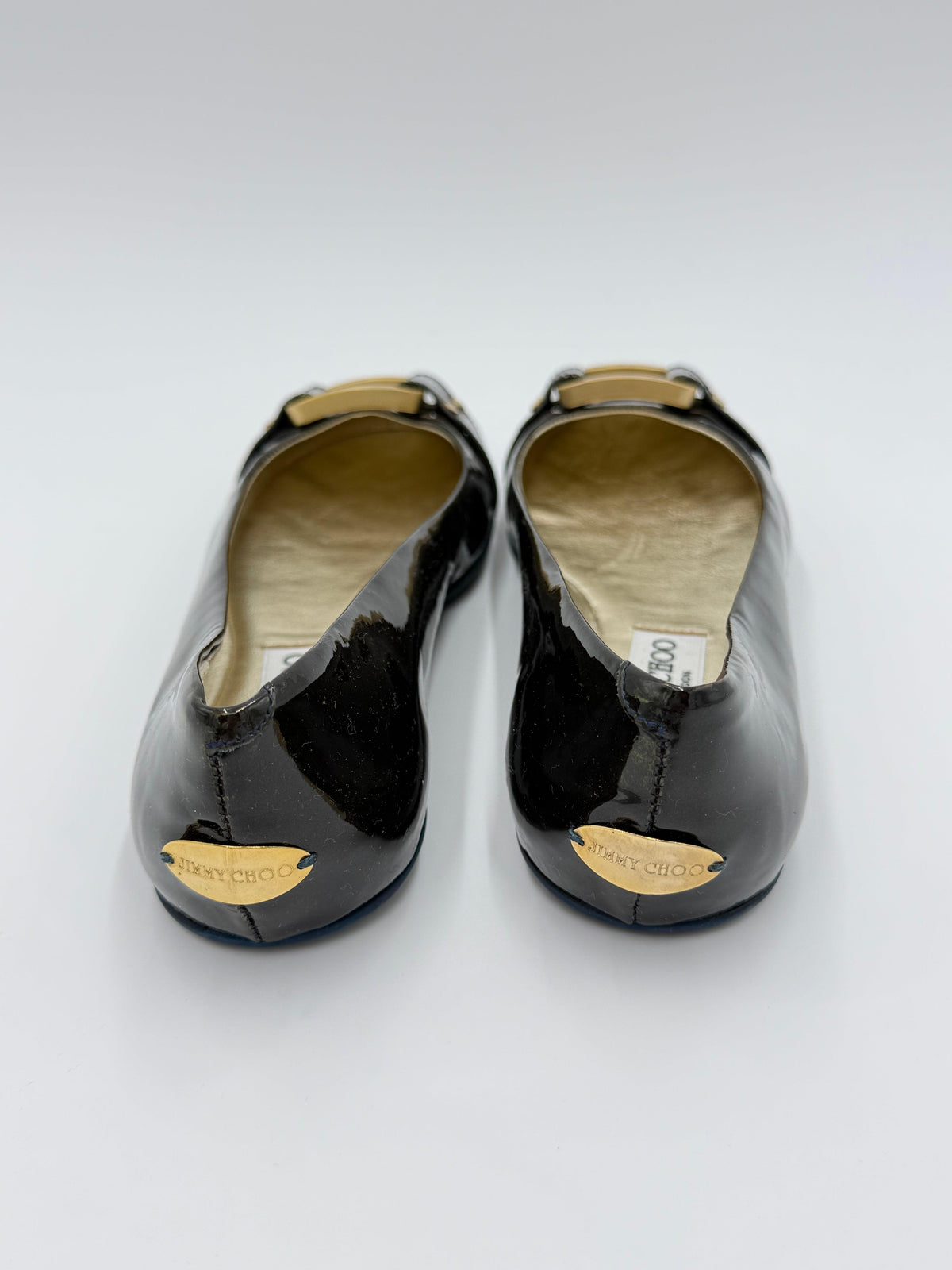 Jimmy Choo Ballerine Morse in Vernice con Dettagli Dorati Navy - Pally Vintage Closet