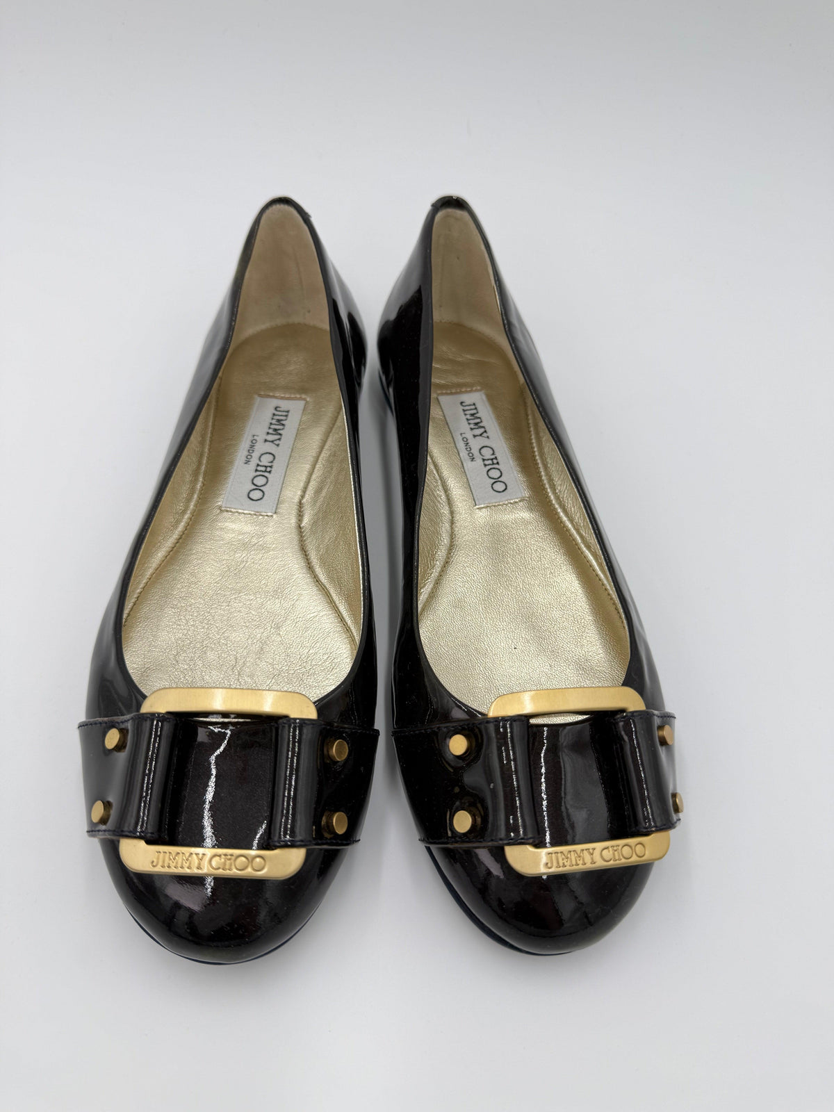 Jimmy Choo Ballerine Morse in Vernice con Dettagli Dorati Navy - Pally Vintage Closet