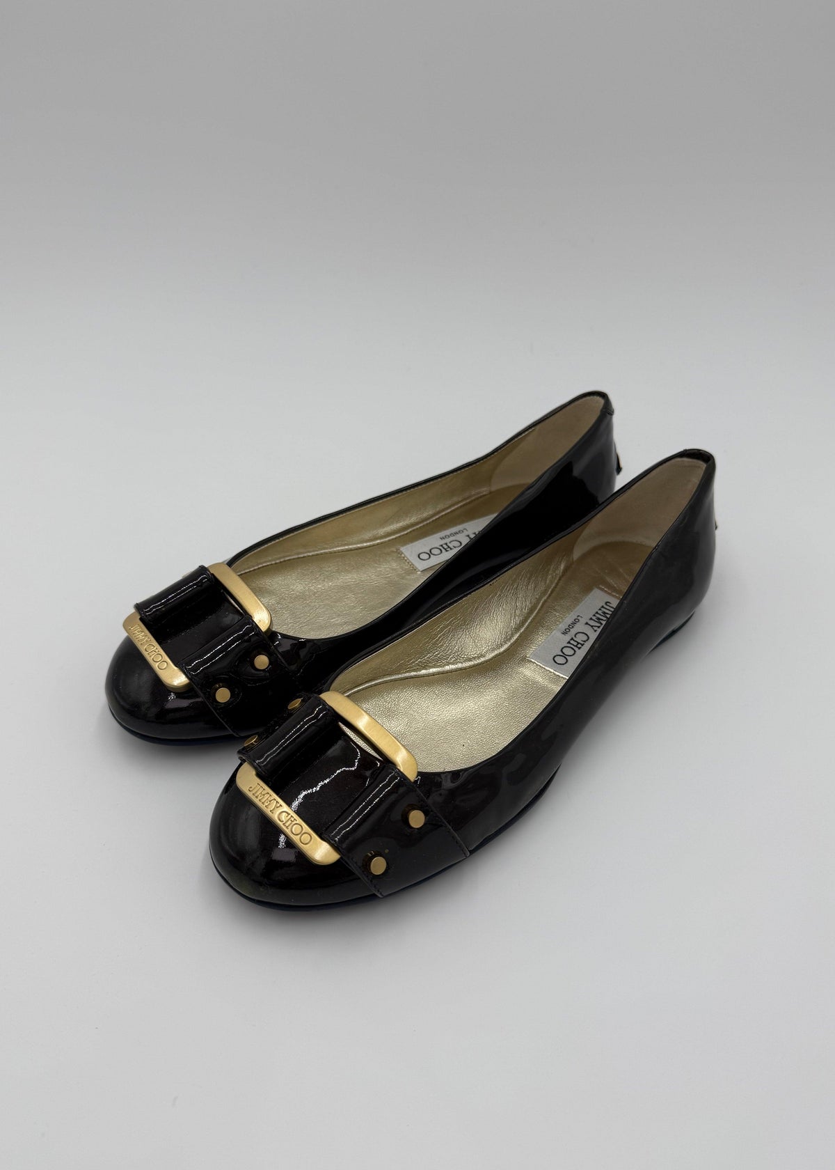 Jimmy Choo Ballerine Morse in Vernice con Dettagli Dorati Navy - Pally Vintage Closet