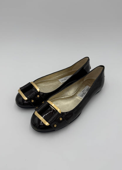 Jimmy Choo Ballerine Morse in Vernice con Dettagli Dorati Navy - Pally Vintage Closet