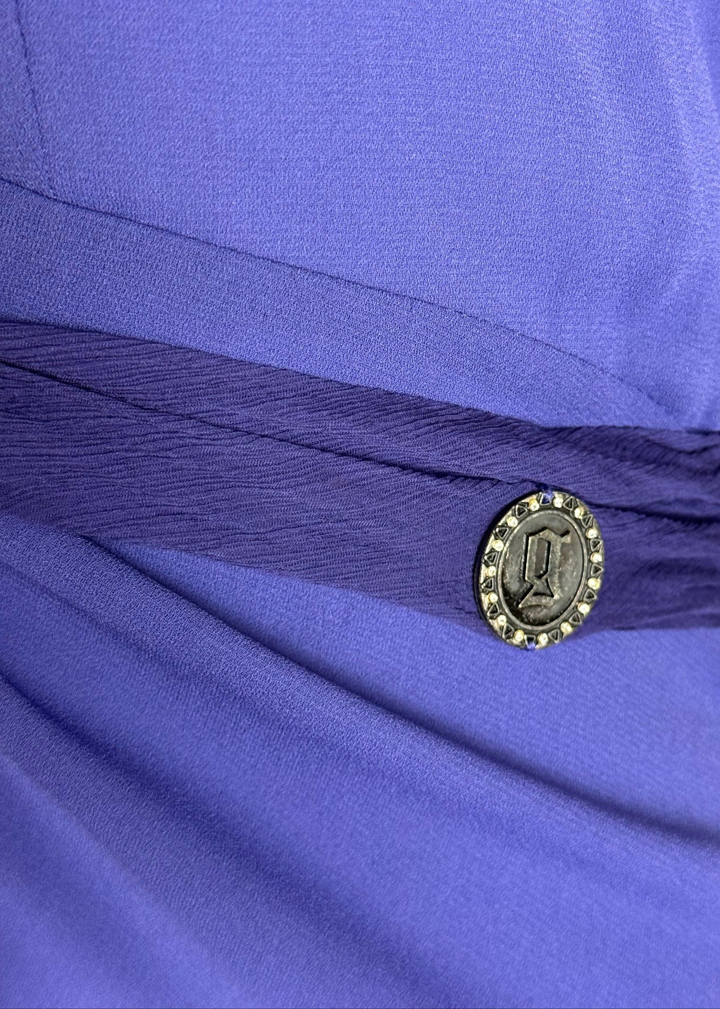 John Galliano Abito Lungo Vintage 2009 con Drappeggi in Seta Viola - Pally Vintage Closet