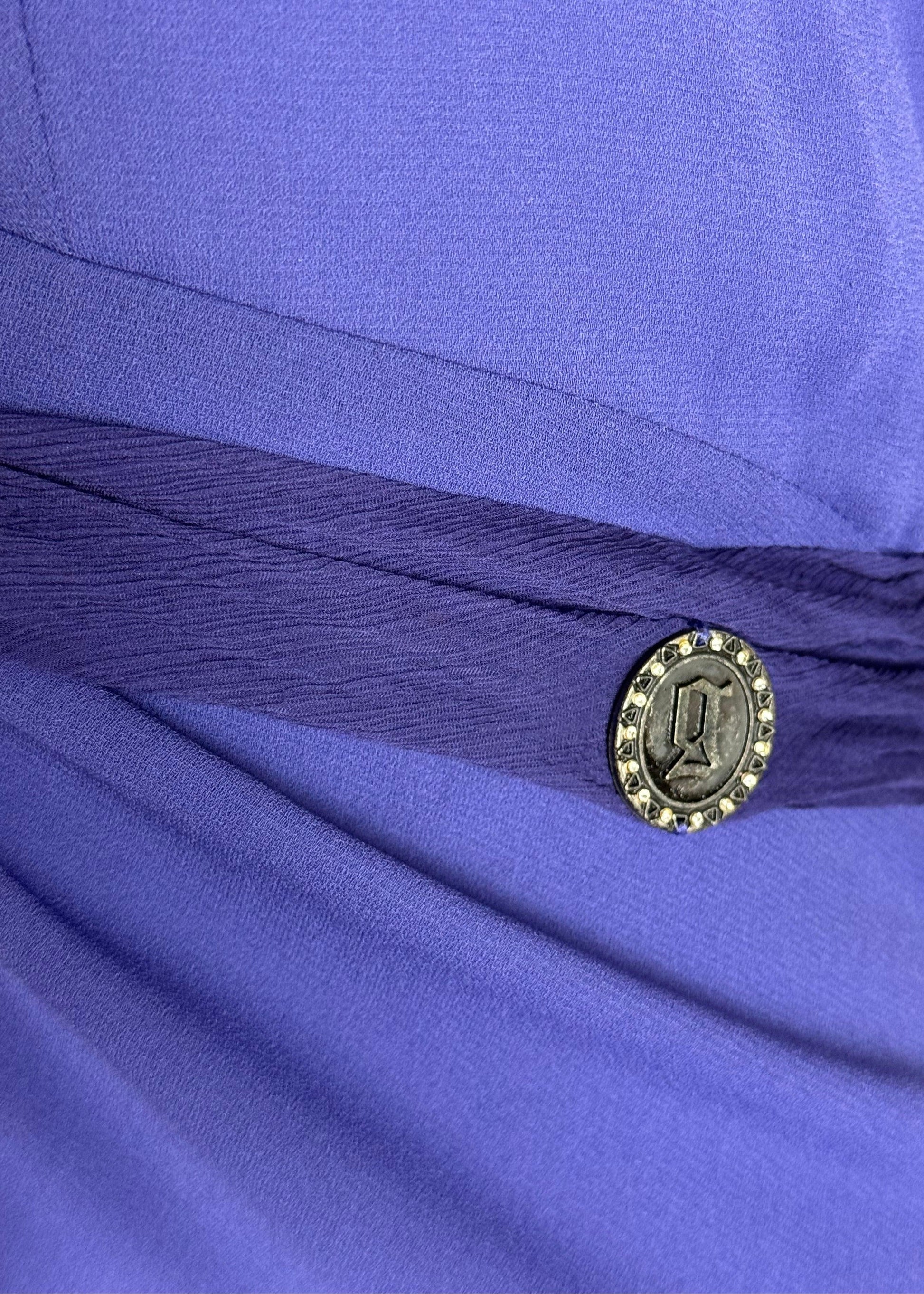 John Galliano Abito Lungo Vintage 2009 con Drappeggi in Seta Viola - Pally Vintage Closet