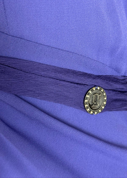 John Galliano Abito Lungo Vintage 2009 con Drappeggi in Seta Viola - Pally Vintage Closet