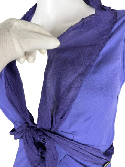 John Galliano Abito Lungo Vintage 2009 con Drappeggi in Seta Viola - Pally Vintage Closet
