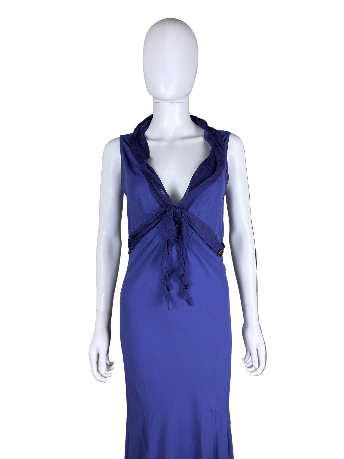 John Galliano Abito Lungo Vintage 2009 con Drappeggi in Seta Viola - Pally Vintage Closet