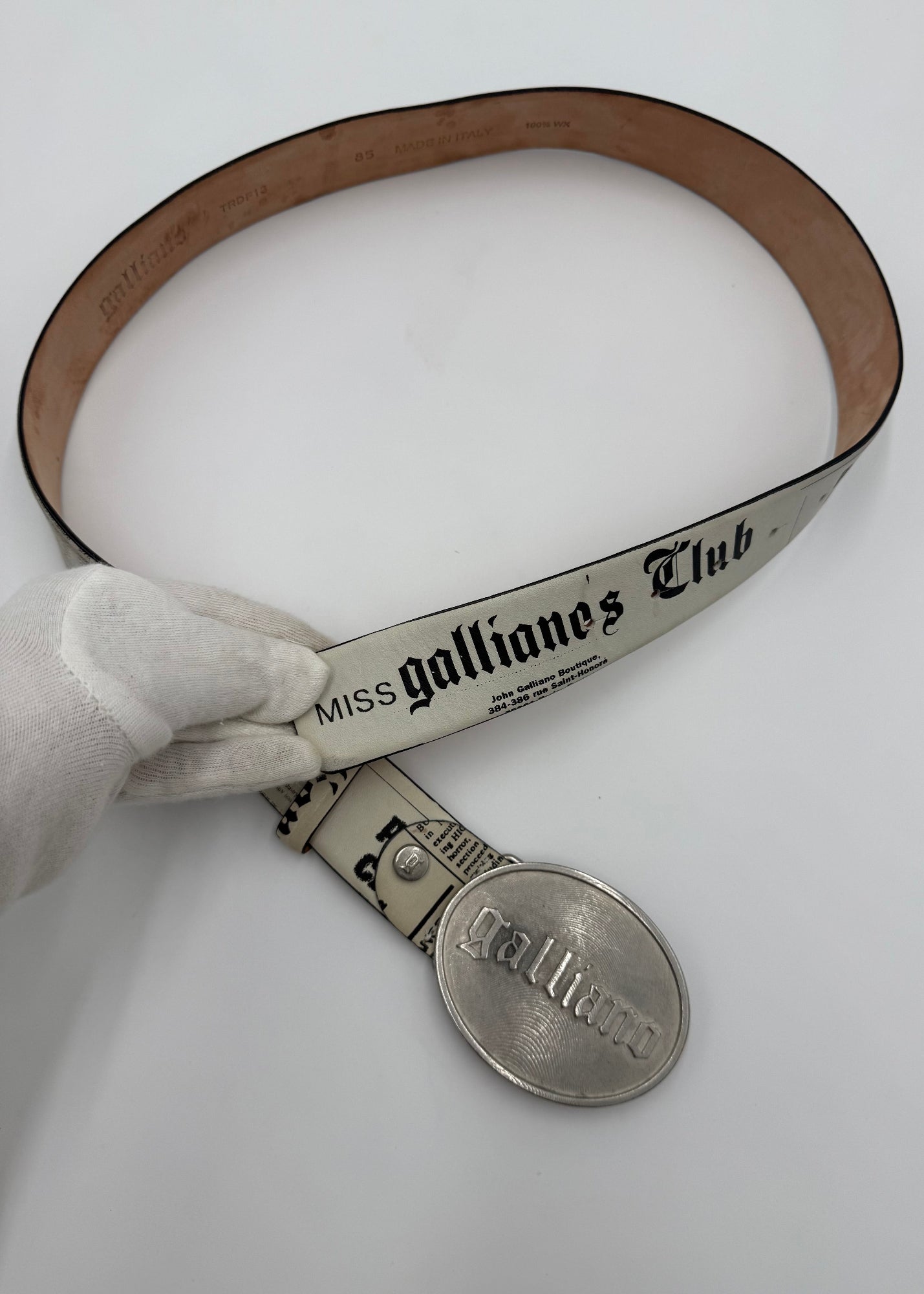 John Galliano Cintura Newspaper Collection Vintage Bianca