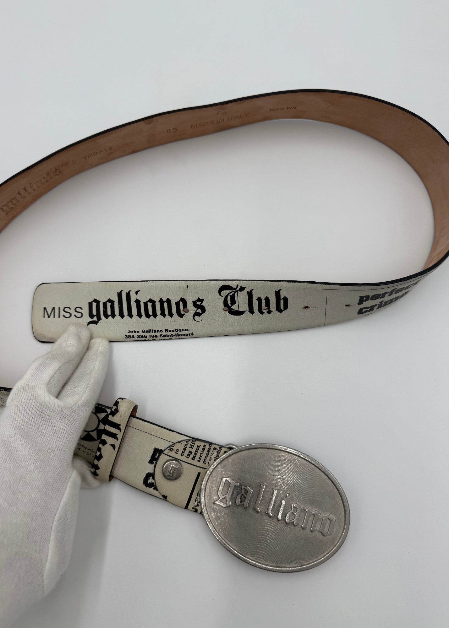John Galliano Cintura Newspaper Collection Vintage Bianca