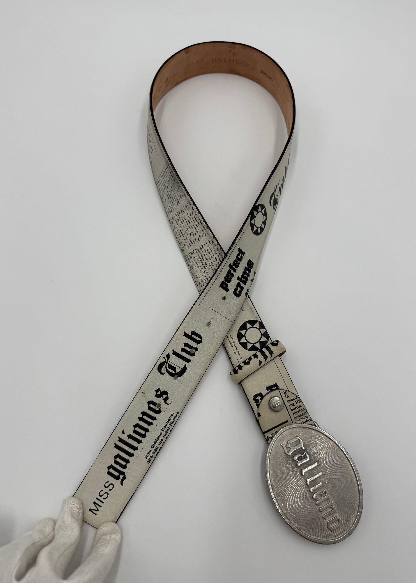 John Galliano Cintura Newspaper Collection Vintage Bianca