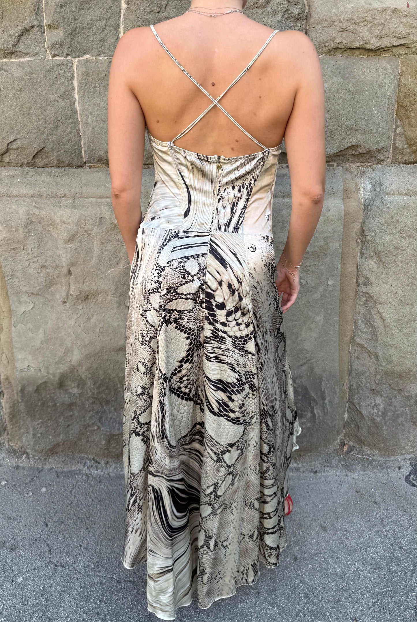 Just Cavalli Abito Lungo Vintage in Misto Seta Animalier - Pally Vintage Closet