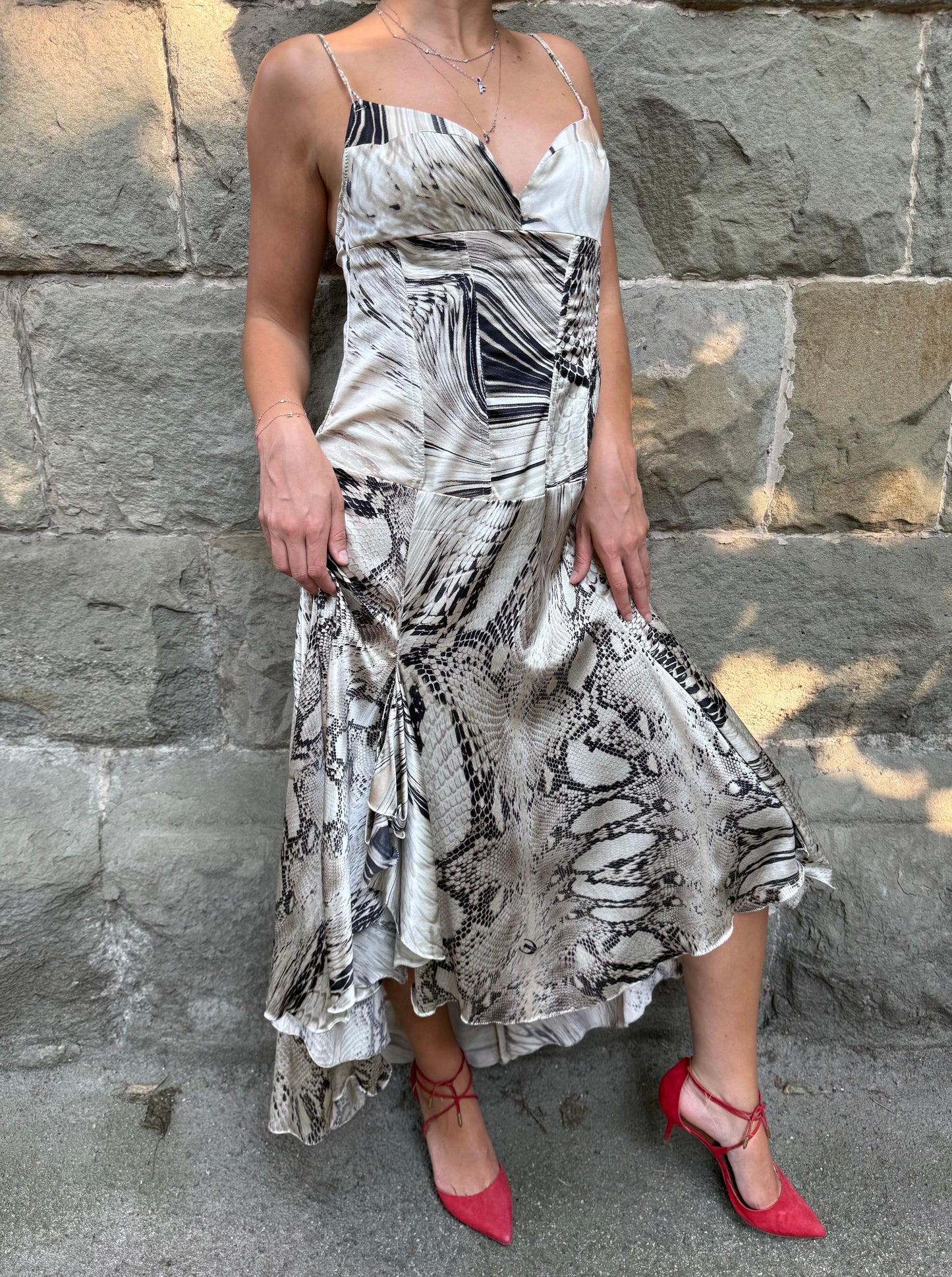 Just Cavalli Abito Lungo Vintage in Misto Seta Animalier - Pally Vintage Closet