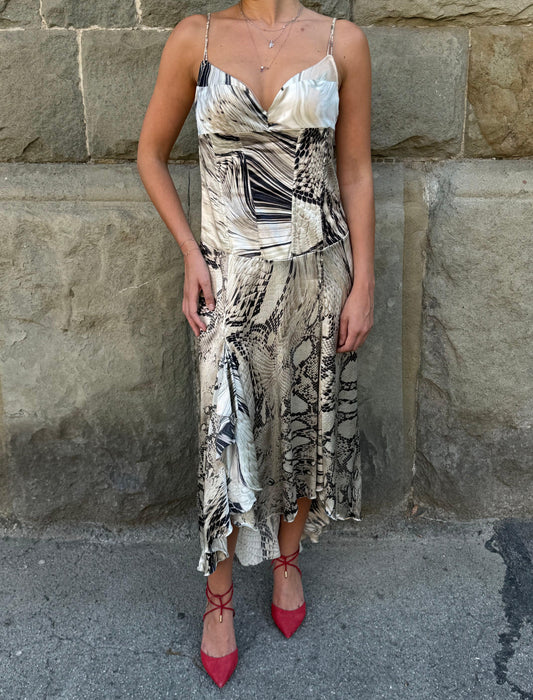 Just Cavalli Abito Lungo Vintage in Misto Seta Animalier - Pally Vintage Closet