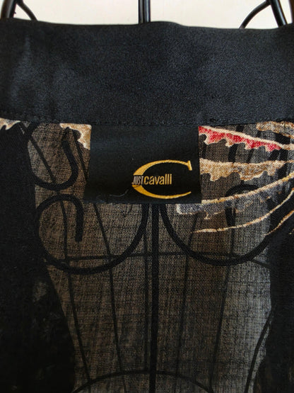 Just Cavalli Blusa Smanicata Vintage Stampa Orientale Nera - Pally Vintage Closet