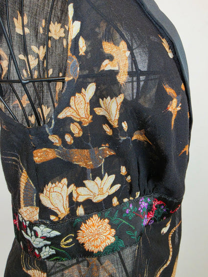 Just Cavalli Blusa Smanicata Vintage Stampa Orientale Nera - Pally Vintage Closet
