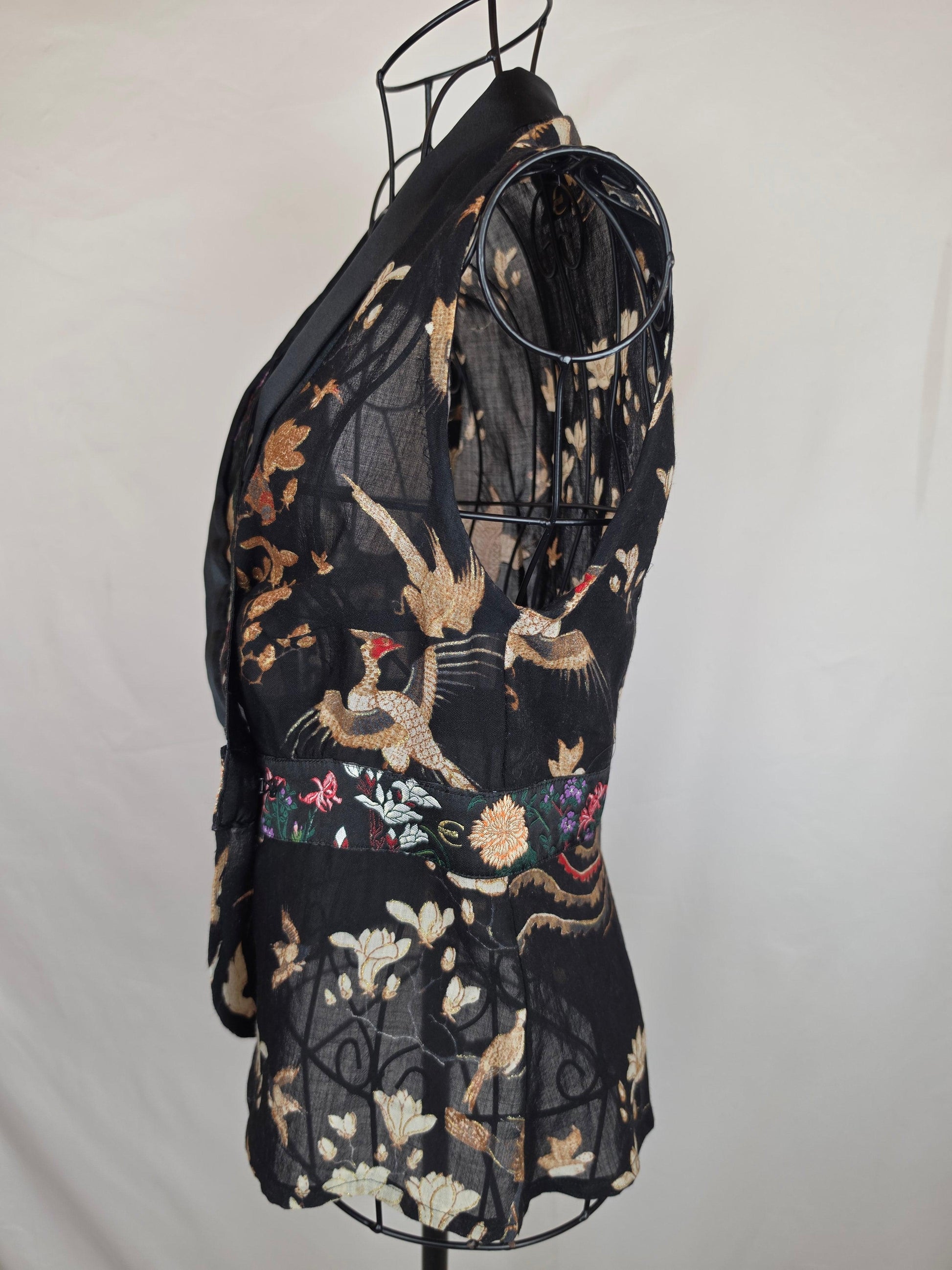 Just Cavalli Blusa Smanicata Vintage Stampa Orientale Nera - Pally Vintage Closet