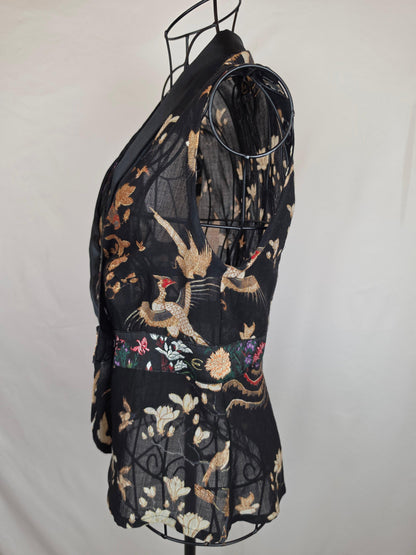 Just Cavalli Blusa Smanicata Vintage Stampa Orientale Nera - Pally Vintage Closet