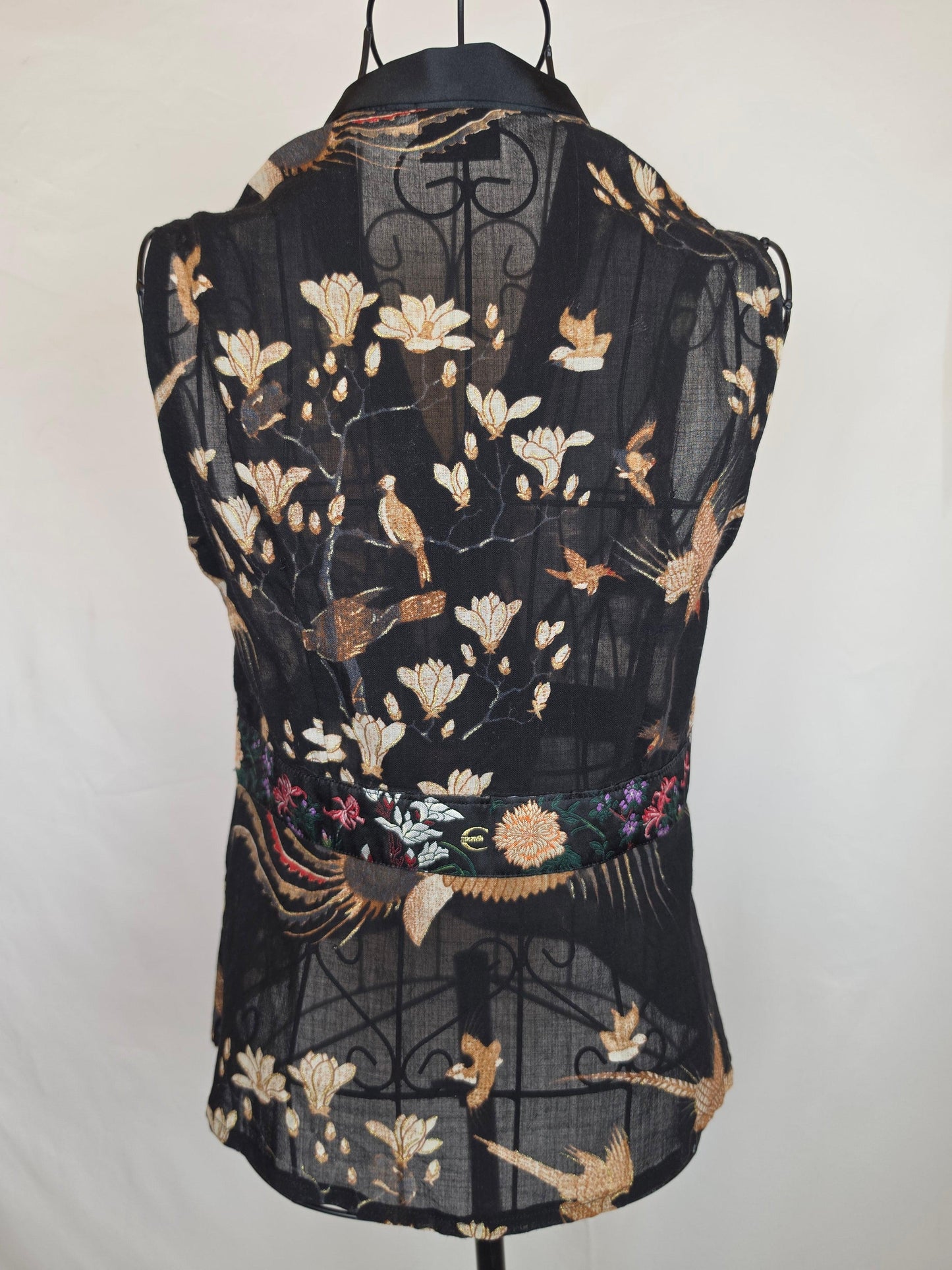 Just Cavalli Blusa Smanicata Vintage Stampa Orientale Nera - Pally Vintage Closet