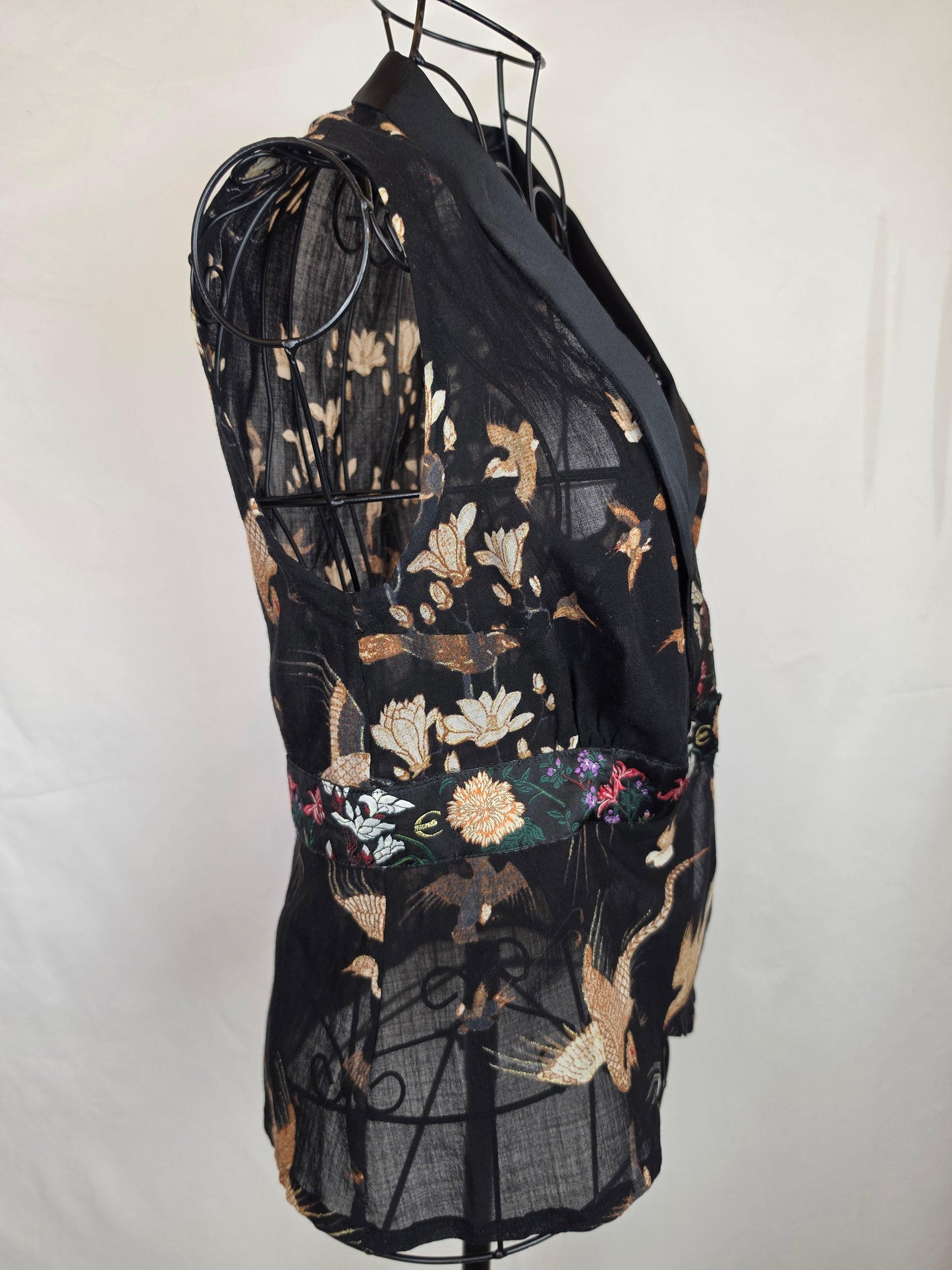 Just Cavalli Blusa Smanicata Vintage Stampa Orientale Nera - Pally Vintage Closet