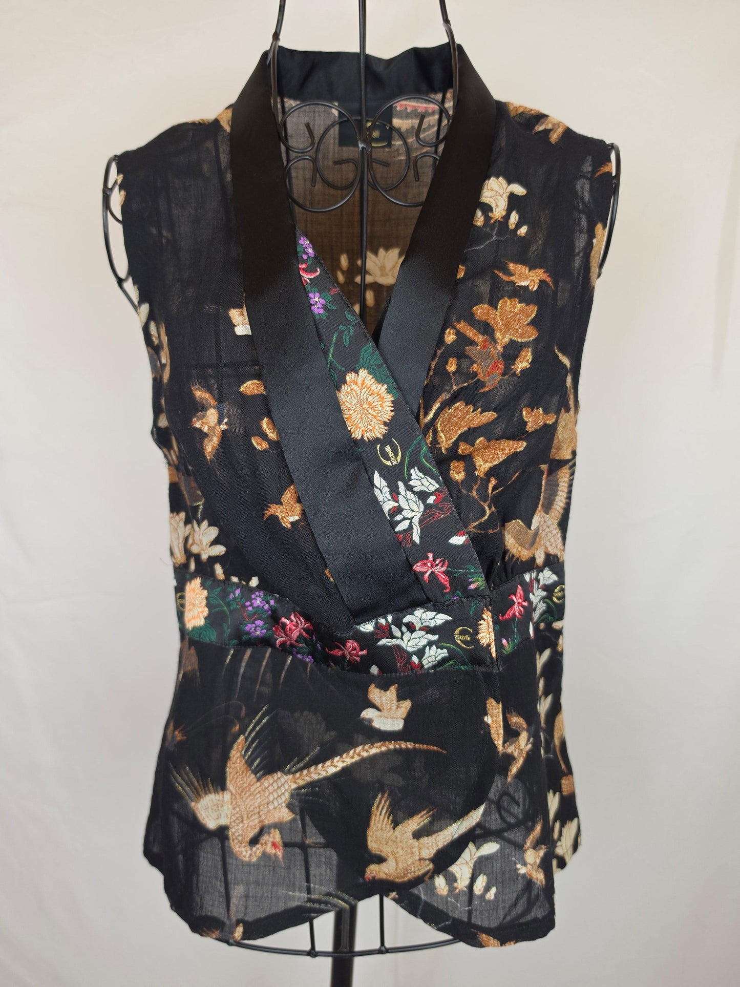 Just Cavalli Blusa Smanicata Vintage Stampa Orientale Nera - Pally Vintage Closet