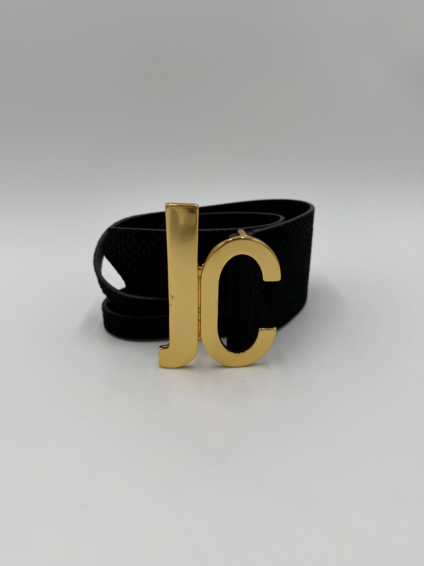 Just Cavalli Cintura Nera in Pelle con Fibbia Logo JC Dorato - Pally Vintage Closet