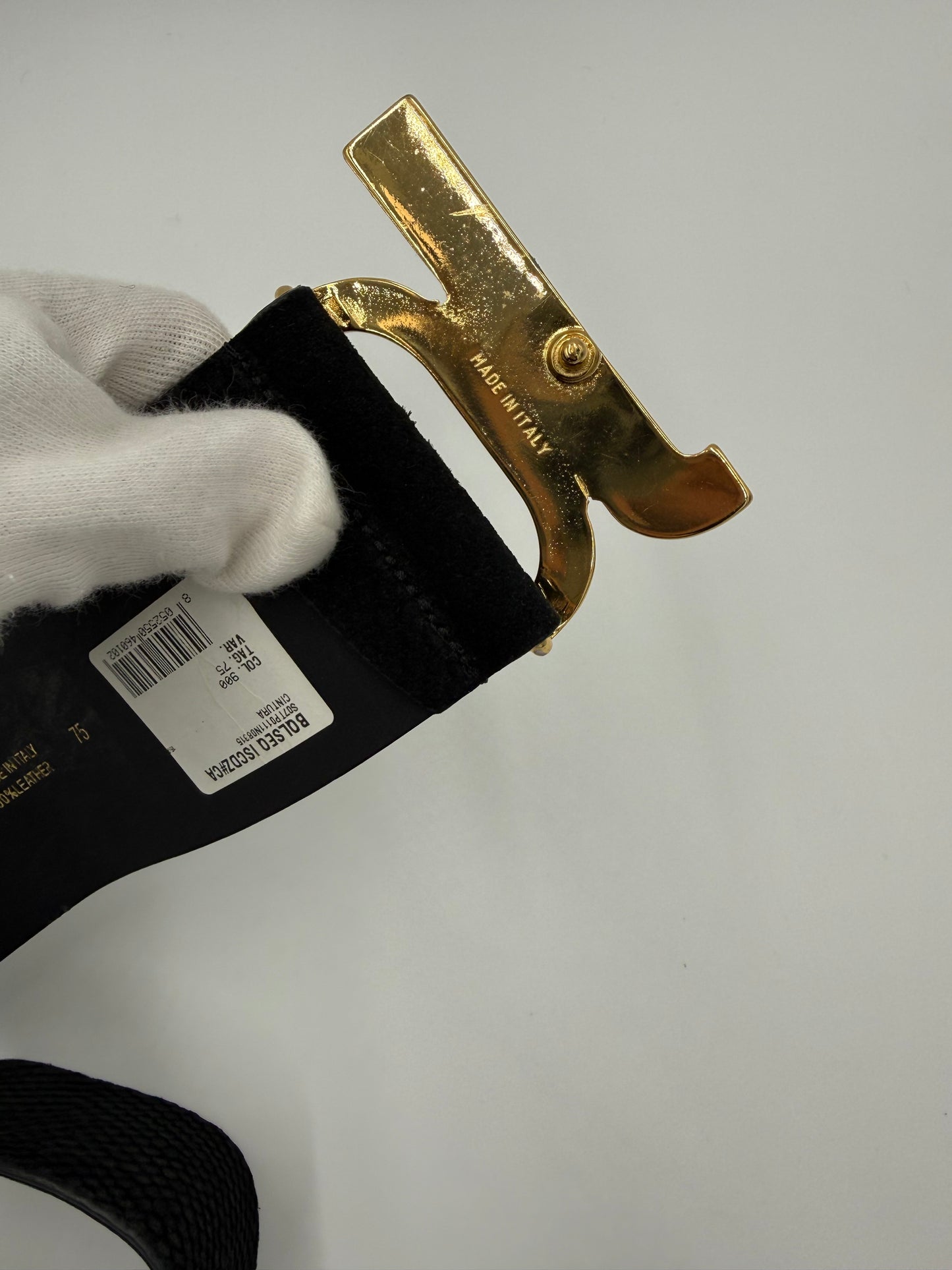 Just Cavalli Cintura Nera in Pelle con Fibbia Logo JC Dorato - Pally Vintage Closet