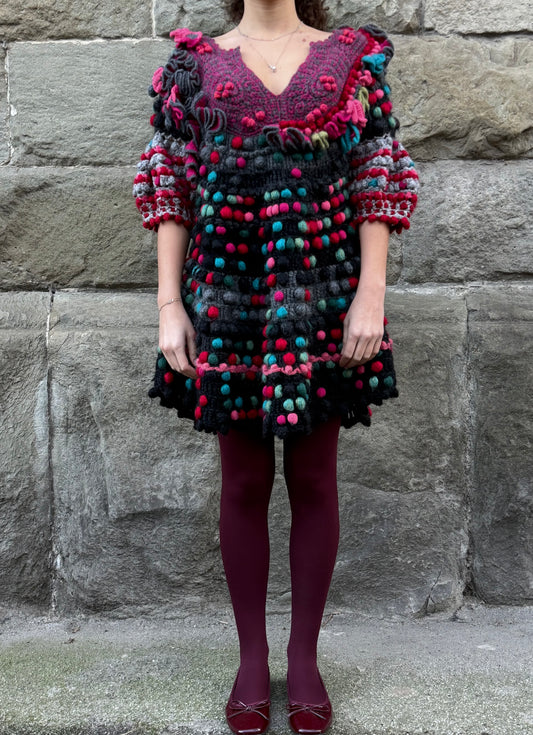 Kenzo Vestito Archive Piece in Maglia Crochet 3D Multicolore - Pally Vintage Closet