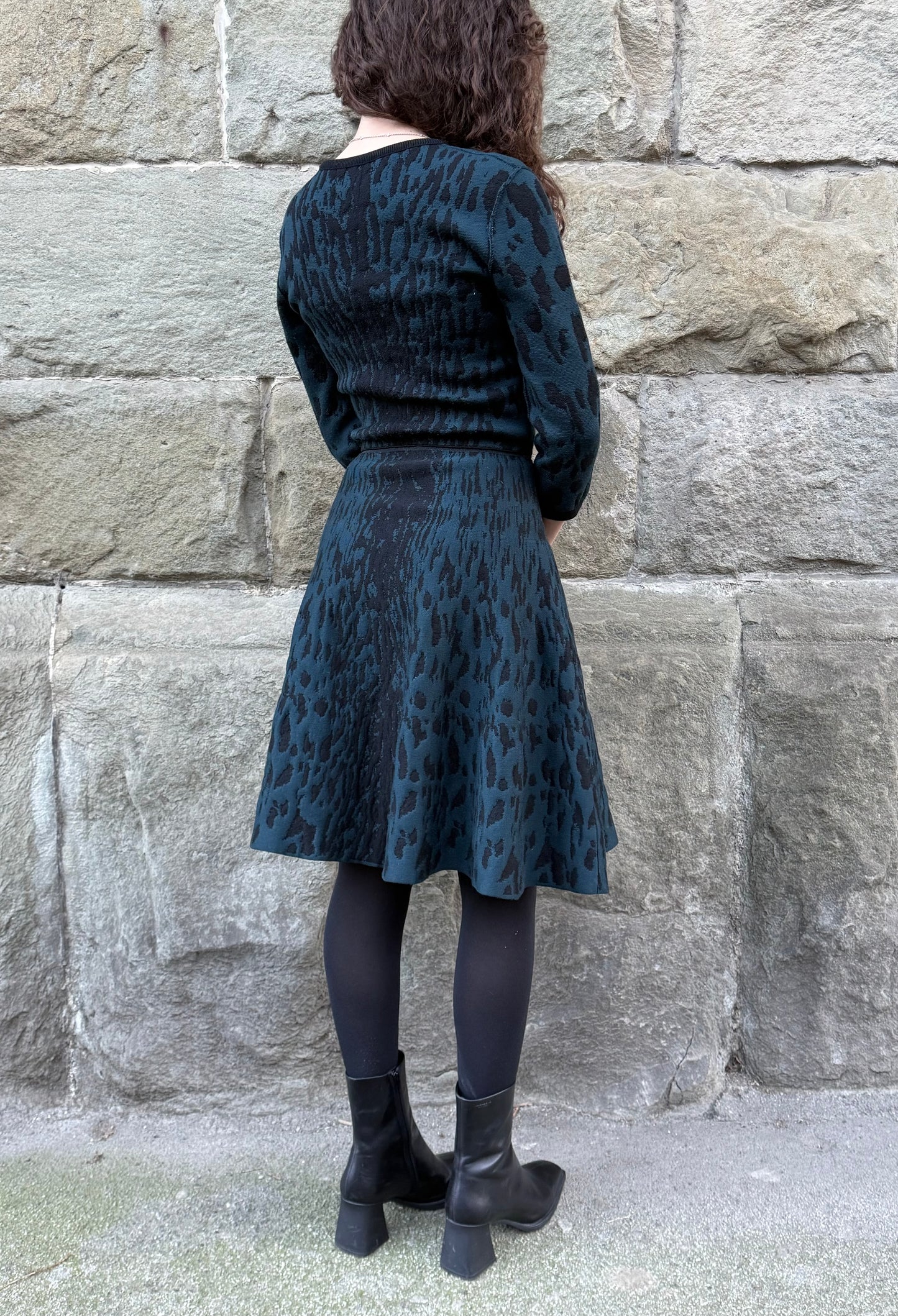 Lanvin Abito in Maglia Jacquard Leopardata Blu Navy - Pally Vintage Closet