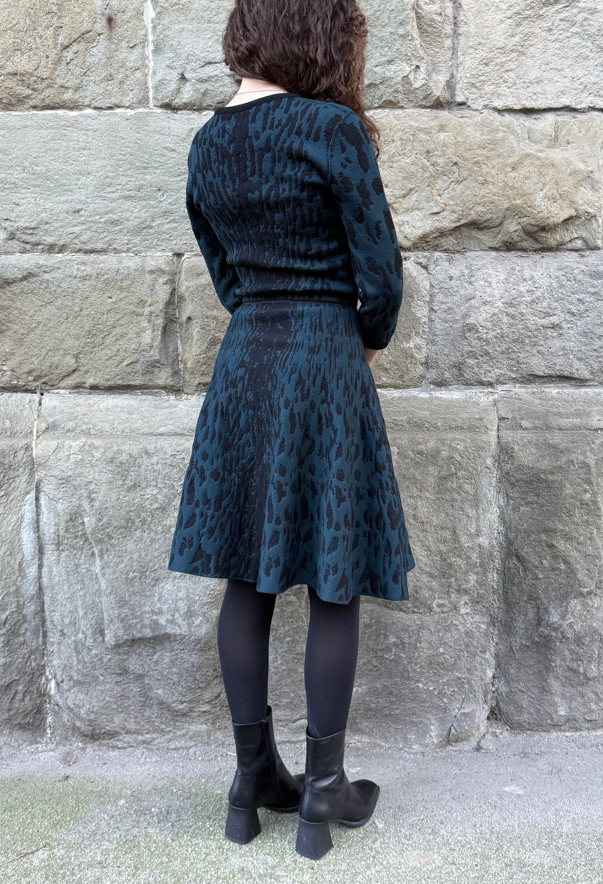 Lanvin Abito in Maglia Jacquard Leopardata Blu Navy - Pally Vintage Closet