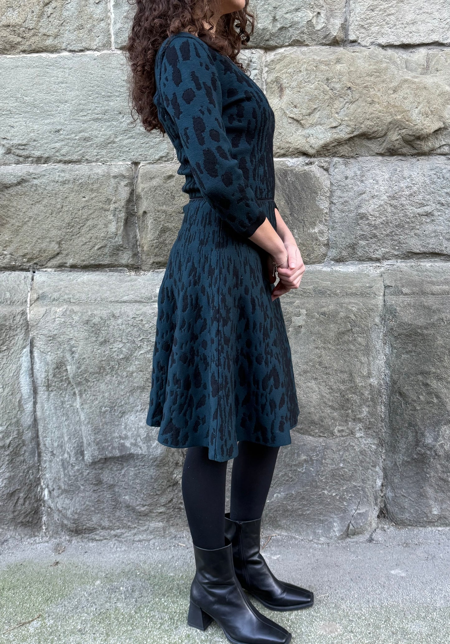 Lanvin Abito in Maglia Jacquard Leopardata Blu Navy - Pally Vintage Closet