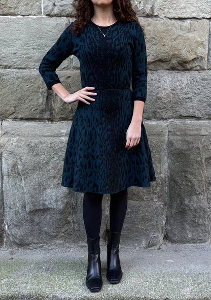 Lanvin Abito in Maglia Jacquard Leopardata Blu Navy - Pally Vintage Closet