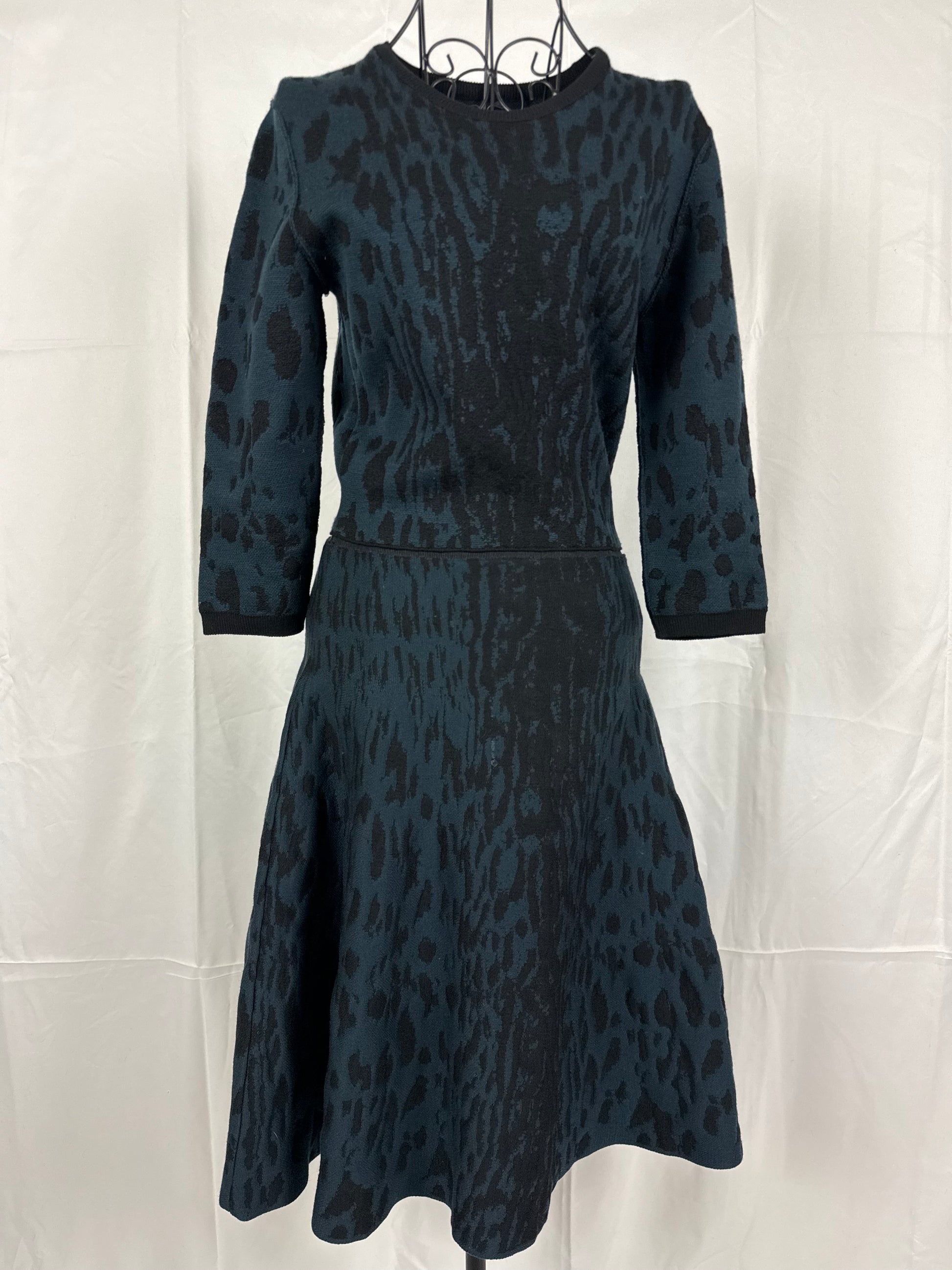 Lanvin Abito in Maglia Jacquard Leopardata Blu Navy - Pally Vintage Closet
