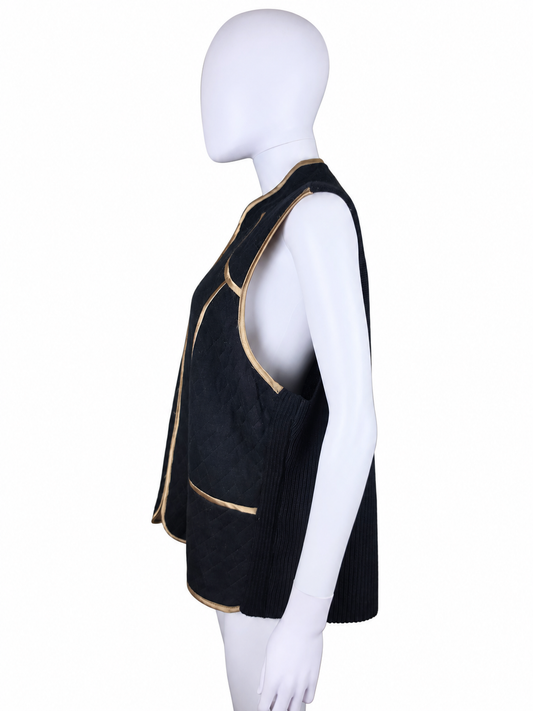 Les Copains Blue Gilet Vintage in Seta e Lana Nero - Pally Vintage Closet