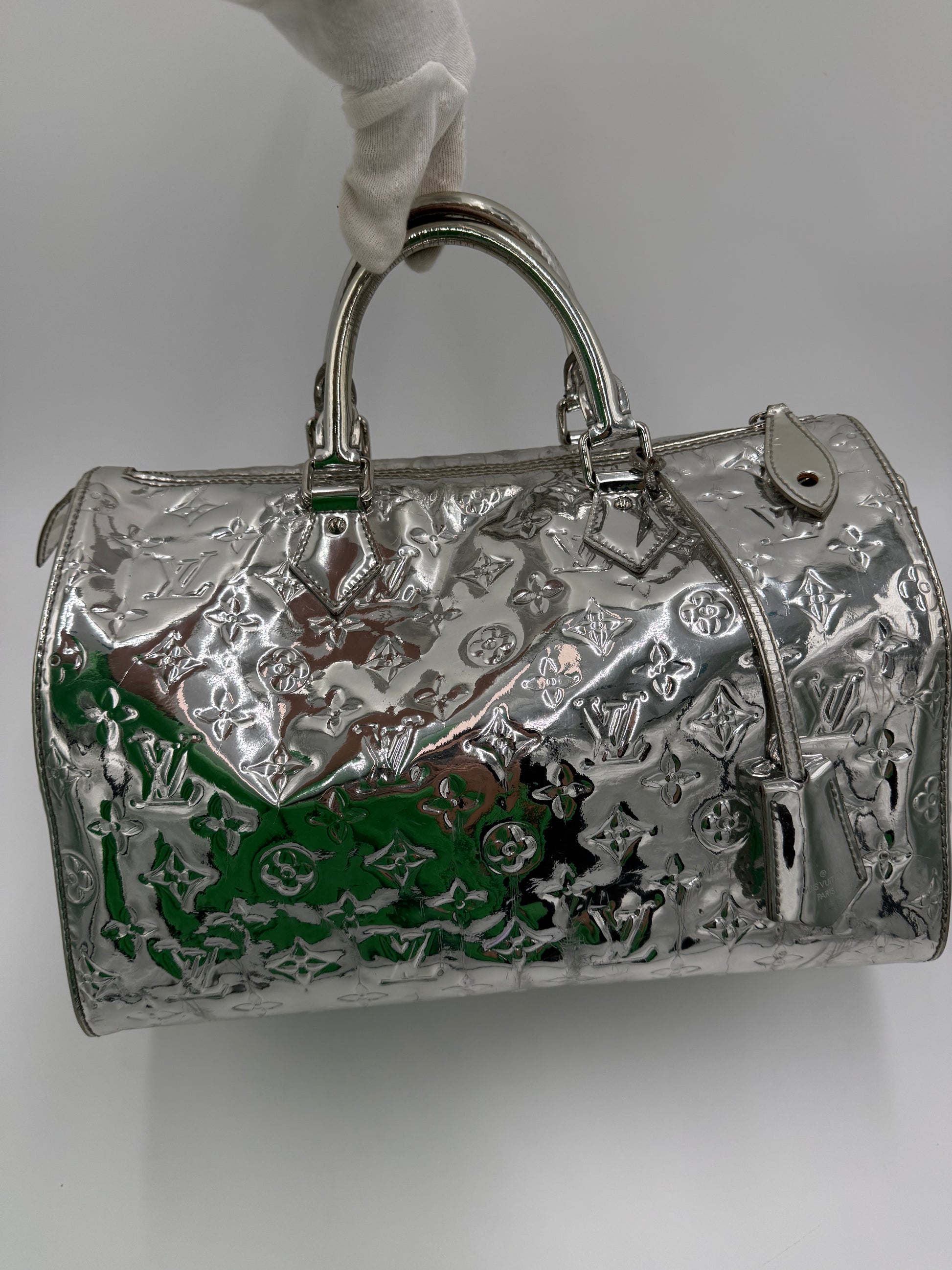 Louis Vuitton Borsa Speedy 35 Limited Edition Monogram Miroir Silver - Pally Vintage Closet