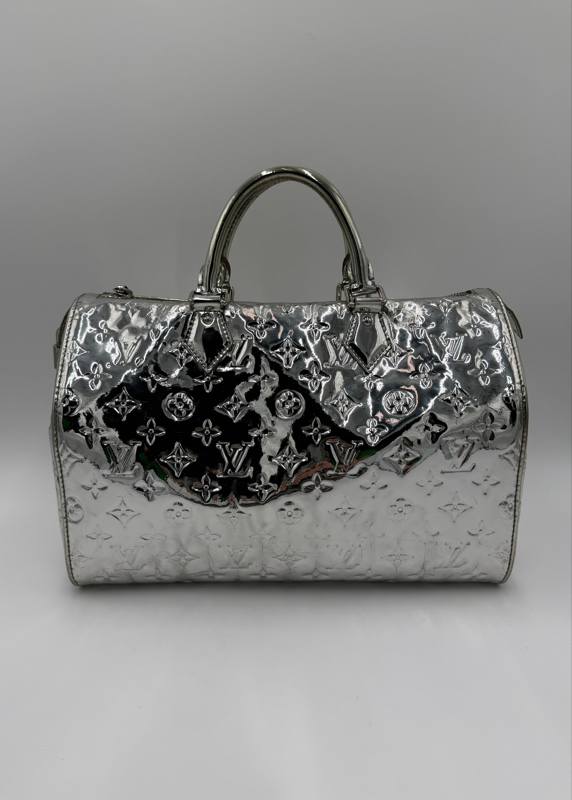 Louis Vuitton Borsa Speedy 35 Limited Edition Monogram Miroir Silver - Pally Vintage Closet