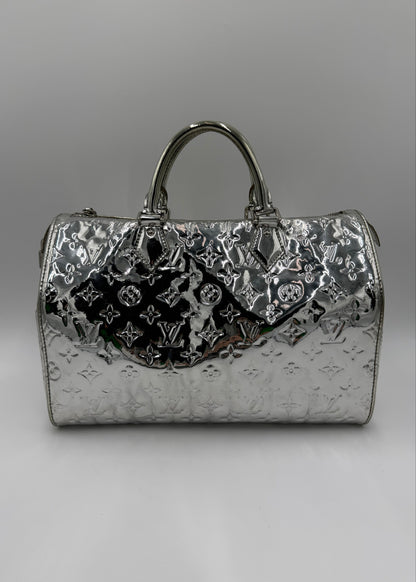 Louis Vuitton Borsa Speedy 35 Limited Edition Monogram Miroir Silver - Pally Vintage Closet