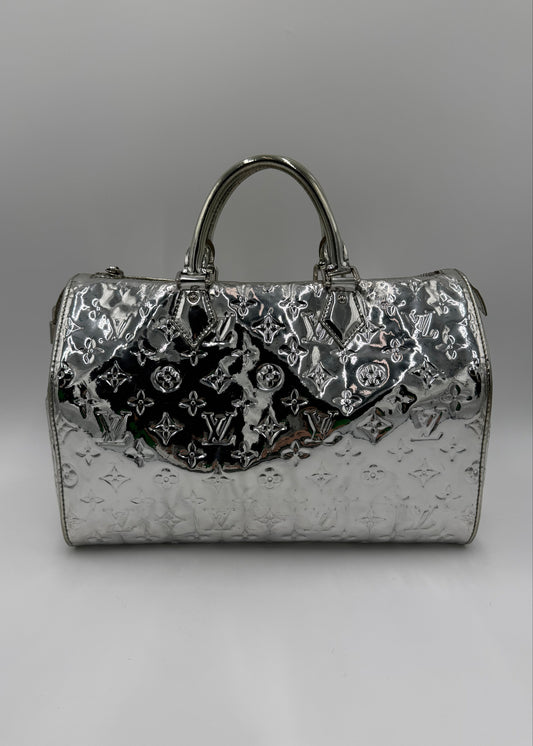 Louis Vuitton Borsa Speedy 35 Limited Edition Monogram Miroir Silver - Pally Vintage Closet