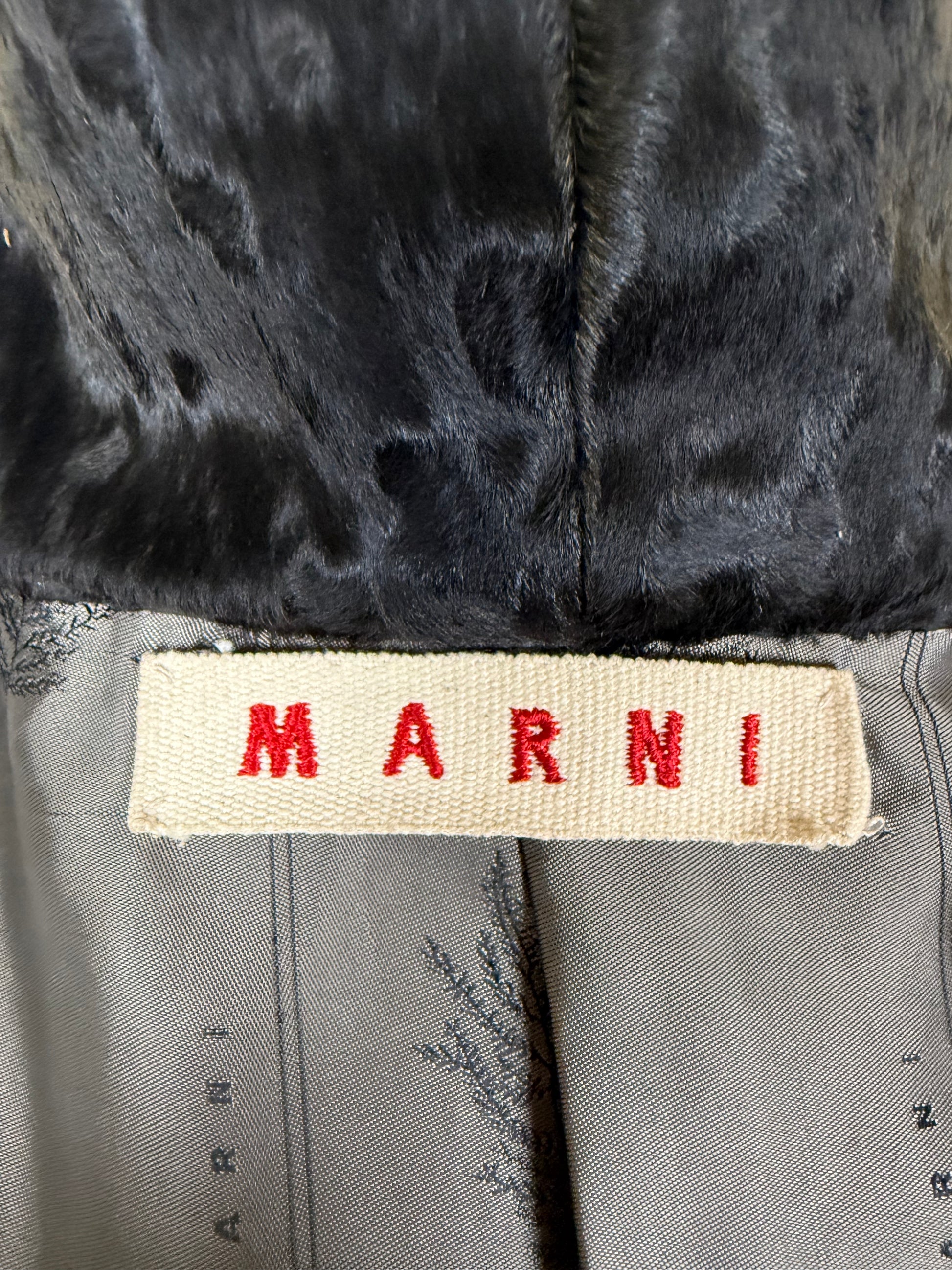 Marni Cappotto Astrakan Sartoriale con Cintura Marrone - Pally Vintage Closet