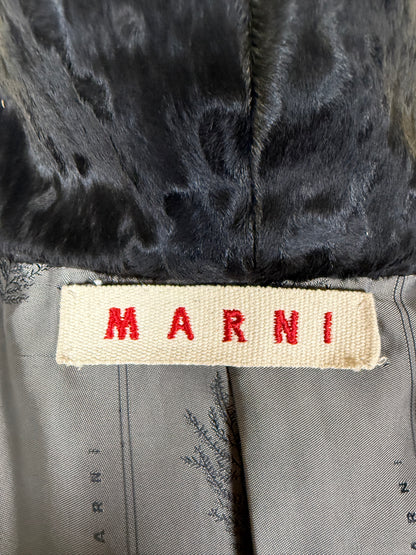 Marni Cappotto Astrakan Sartoriale con Cintura Marrone - Pally Vintage Closet