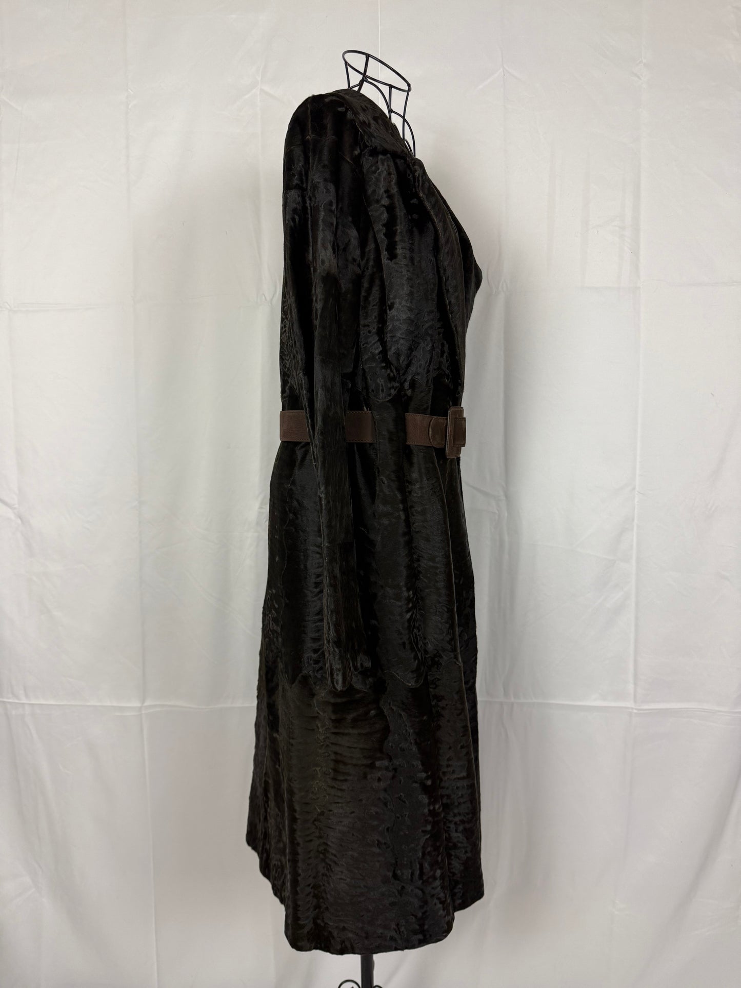 Marni Cappotto Astrakan Sartoriale con Cintura Marrone - Pally Vintage Closet